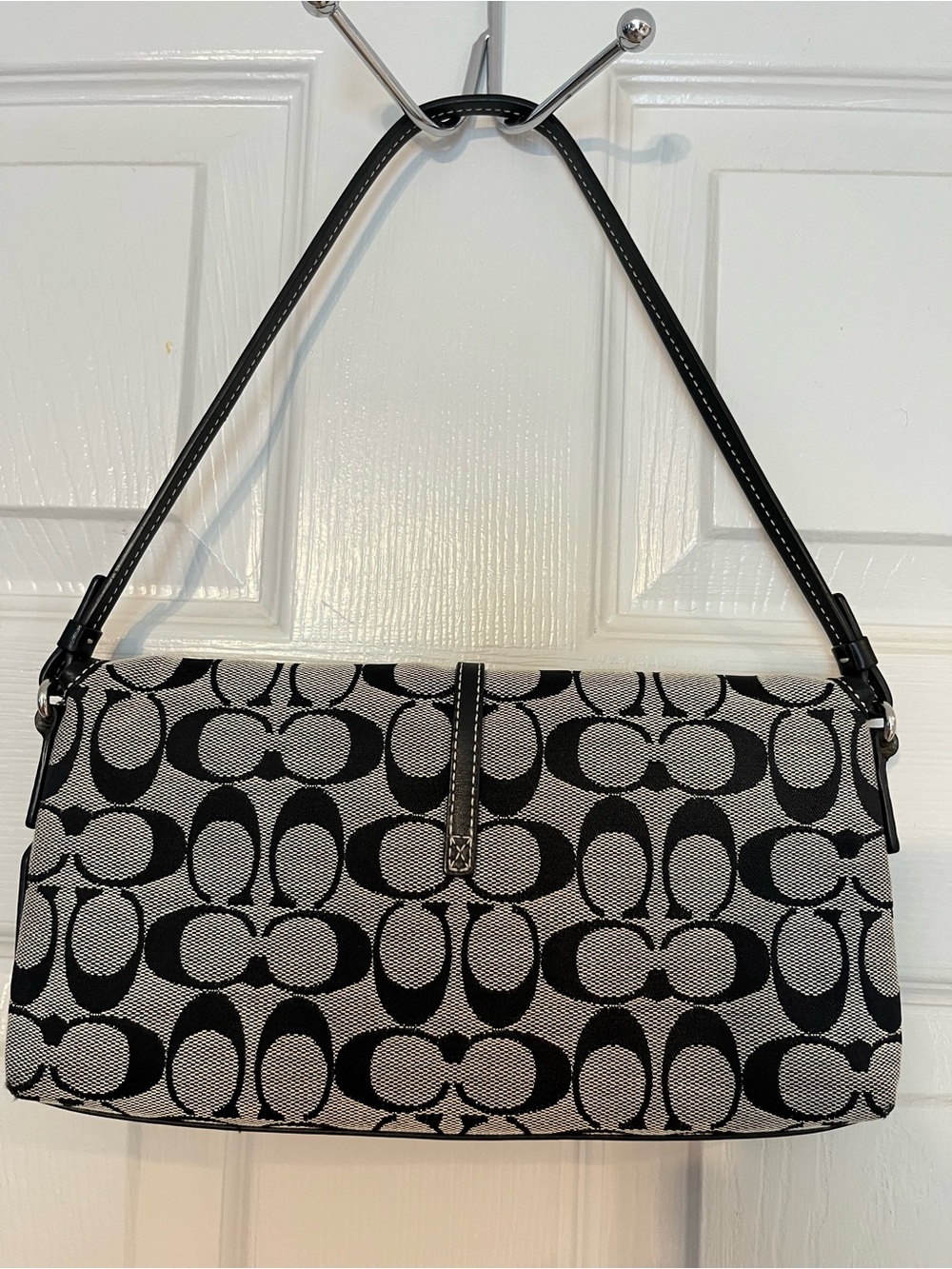 Coach Signature Black & Gray Hampton Clip Demi Shoulder Bag Vintage - Picture 4 of 16